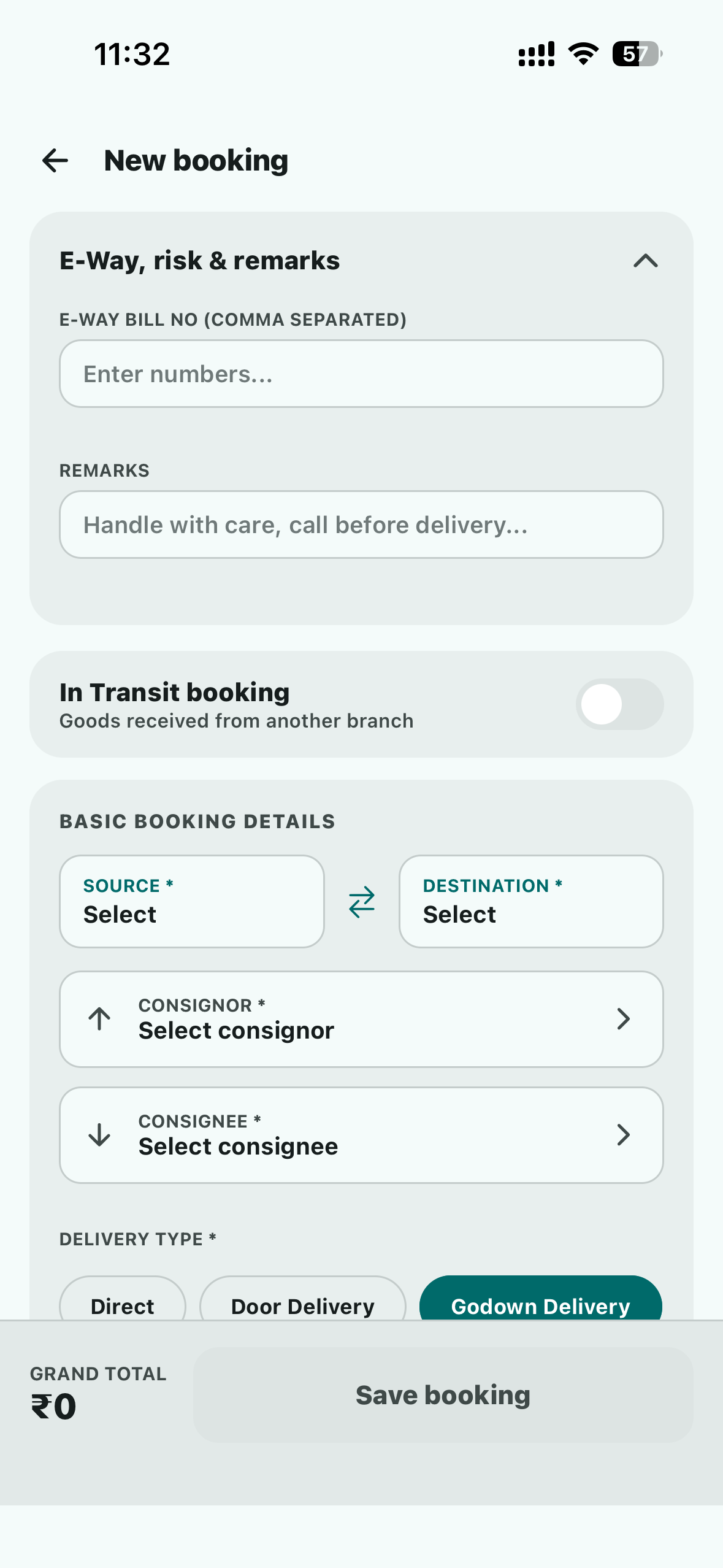New booking